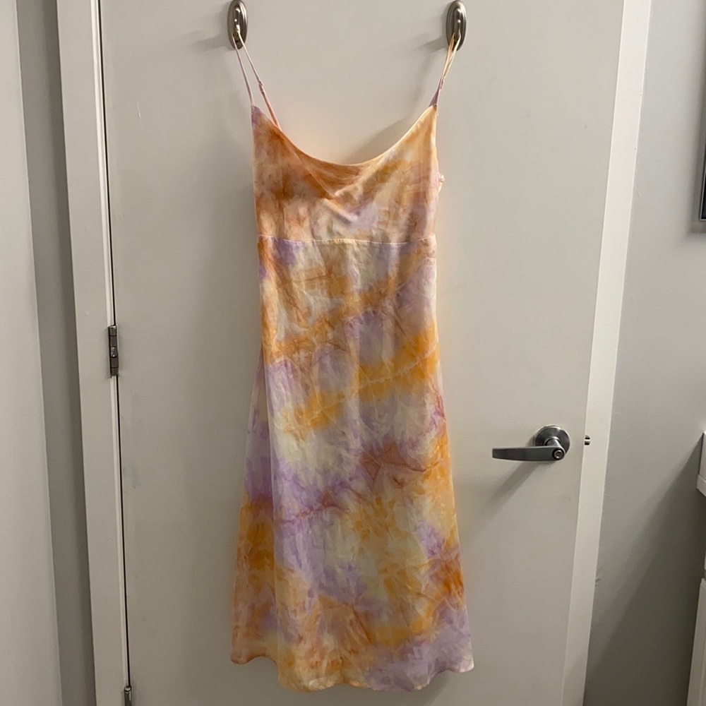 Tie-Dye Satin Midi Slip Dress
